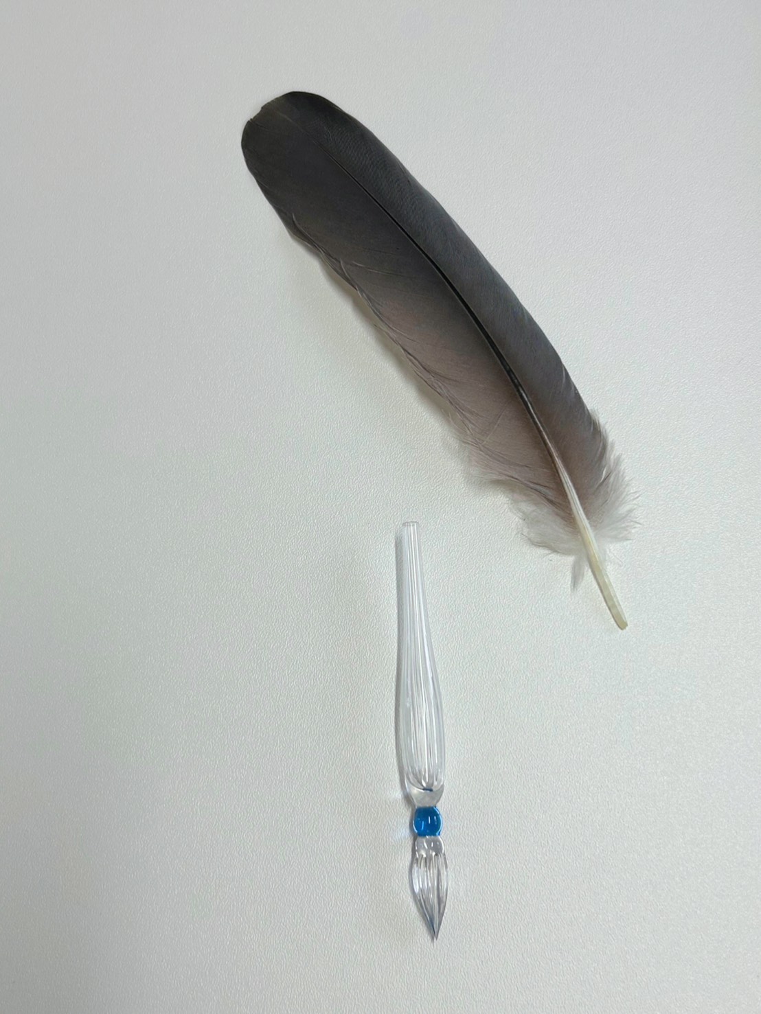 ガラスの羽ペンは羽を付け替える事ができます